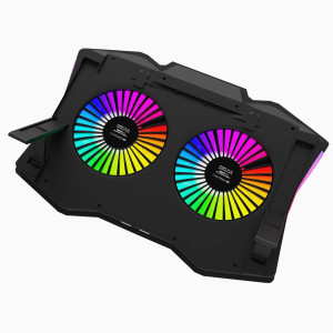 ZEBRONICS Zeb- NC9000 Laptop Cooling pad with Dual 110mm Fan, Multi-Color Led Including 10 Multi Color LED Modes and has RGB Strips on The Both Sides